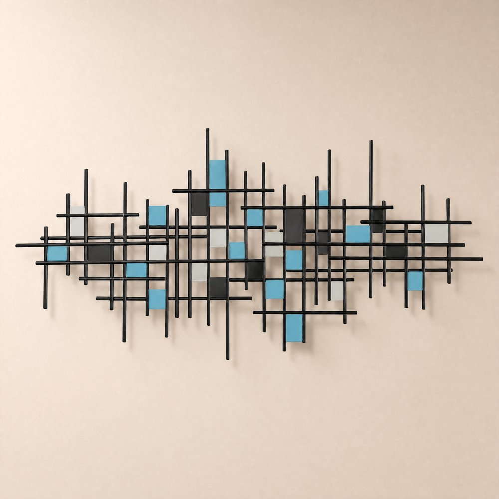 Décoration murale en métal noir de style moderne de luxe, 1300 mm W, art d'intérieur dans le salon image de fenêtre