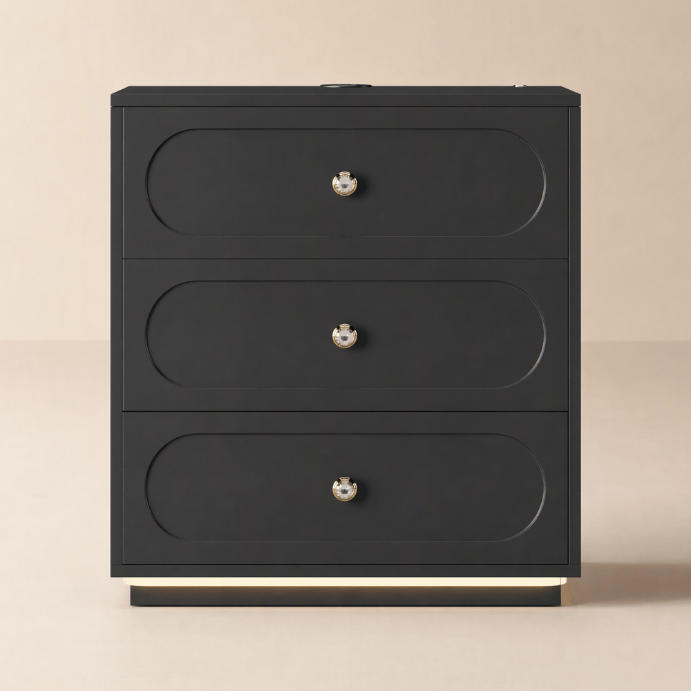Krila Floating 3-Drawer LED Smart Bedside Table with Light window image