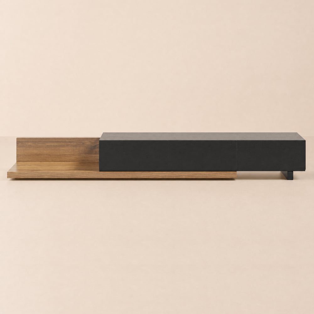 Crator mobile TV allungabile da 125 a 280 cm noce e nero con 3 cassetti Immagine della finestra