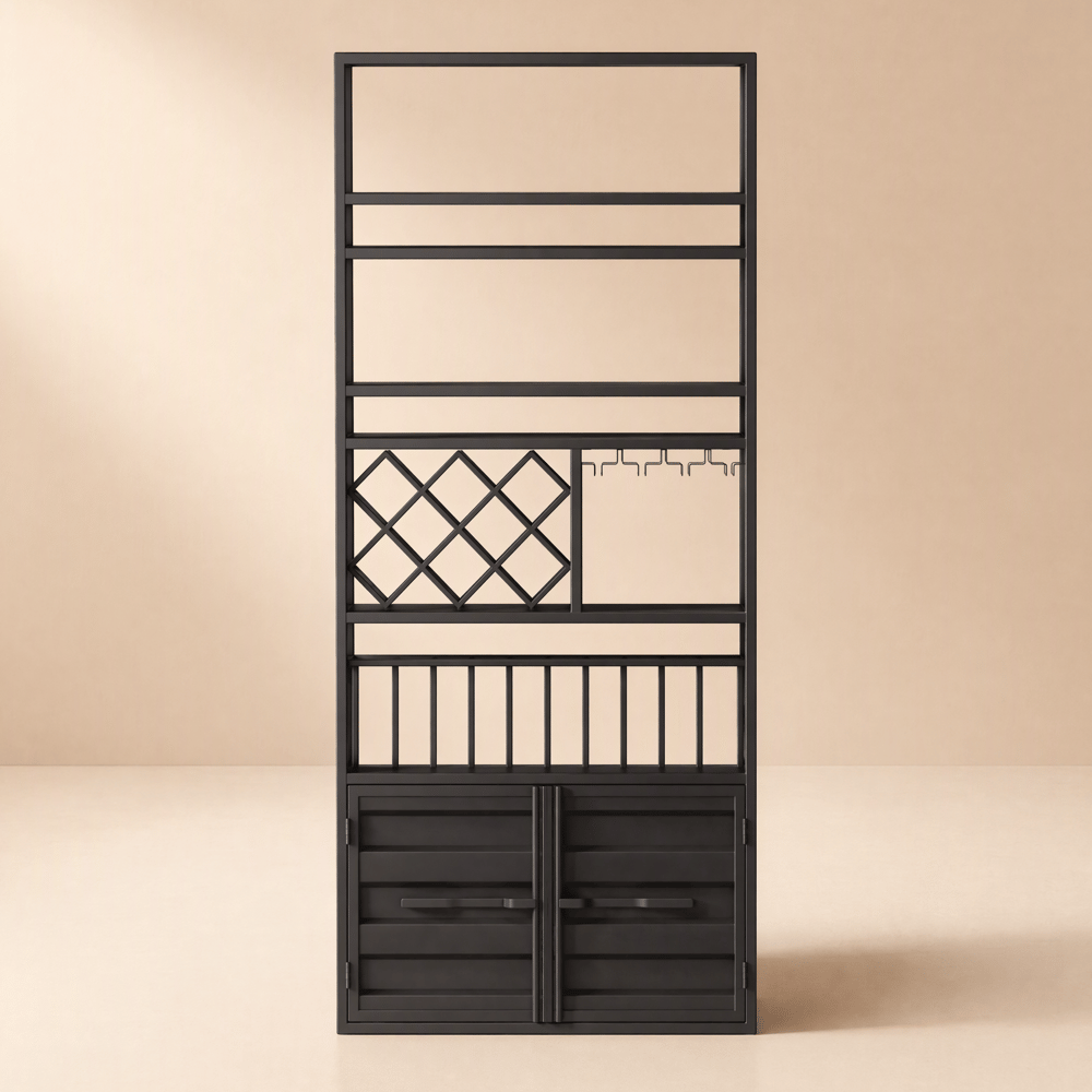 70.9" Industrial Standing Wine Rack Glass Rack in Black window image