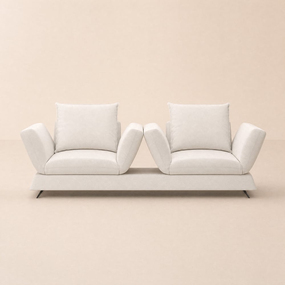 Modern 84" Queen 3-Seater Linen Convertible Sleeper Sofa with Adjustable Backrest window image