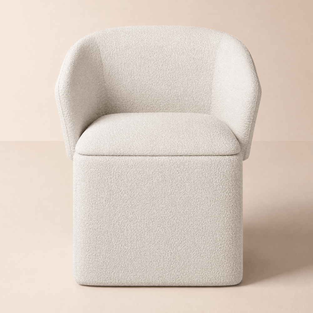 Tabouret de vanité moderne en velours blanc avec rangement image de fenêtre