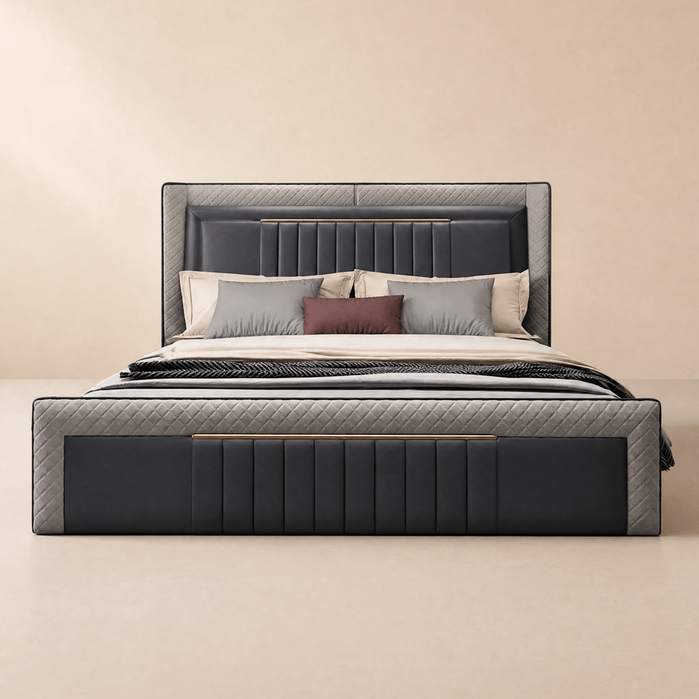 Modern Queen Wingback Bed window image