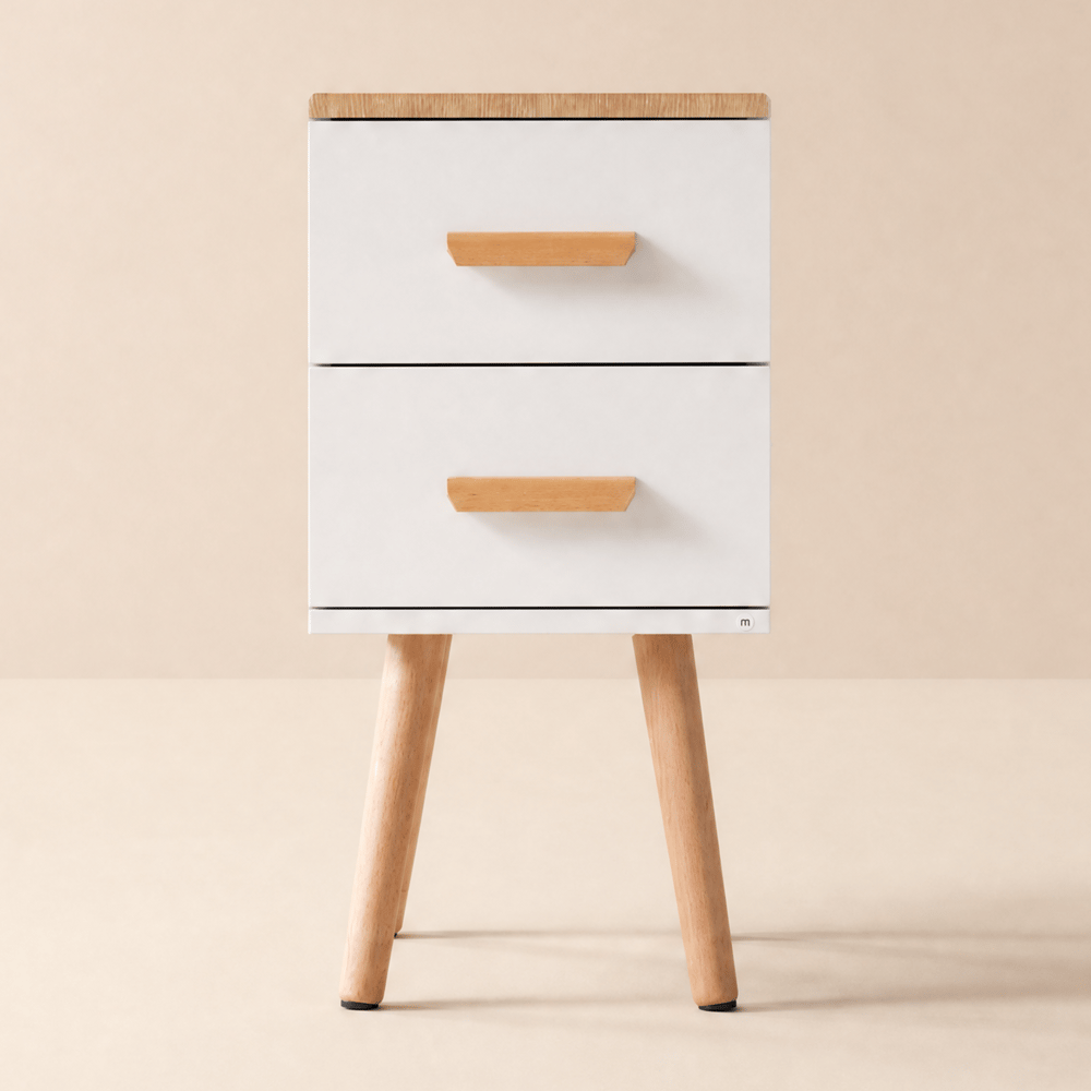 Natural Rectangle End Table with Drawers Modern Sofa Table for Living Room window image