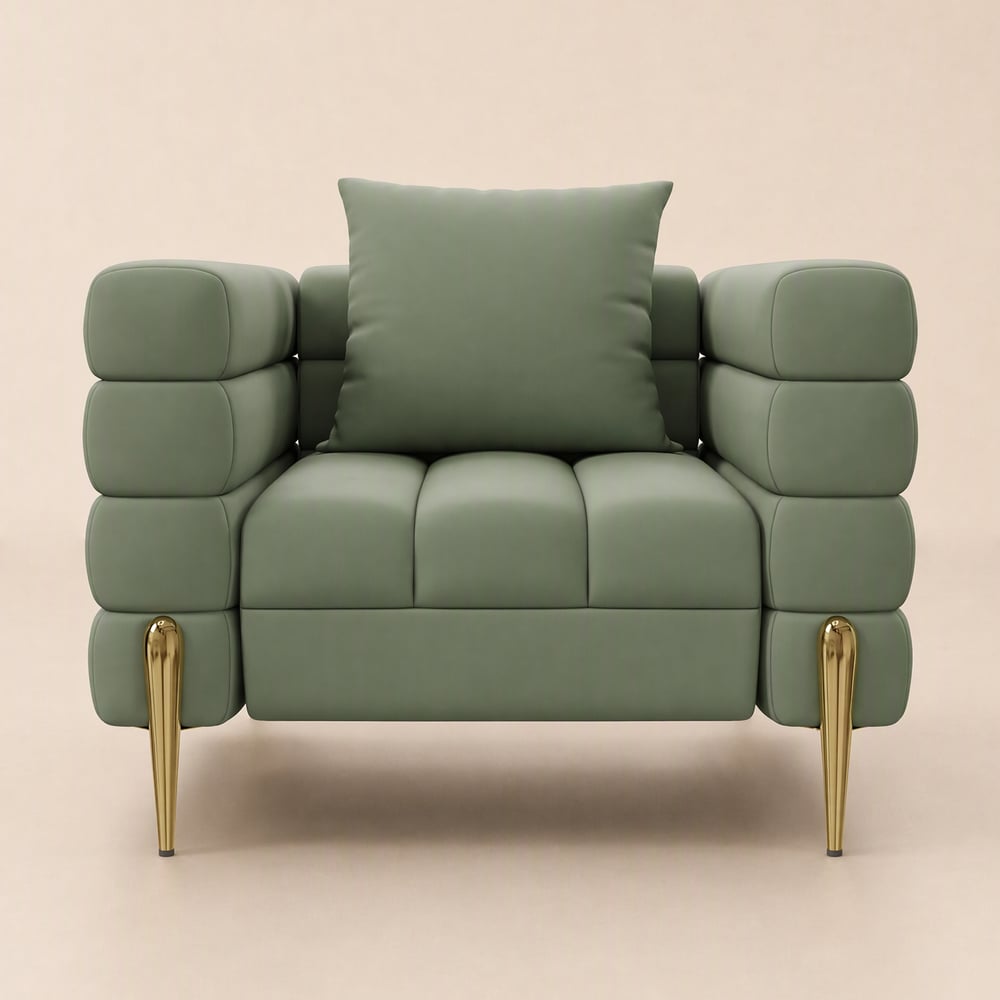 Axial Performance Leather Upholstered Accent Chair in Gold Finish window image