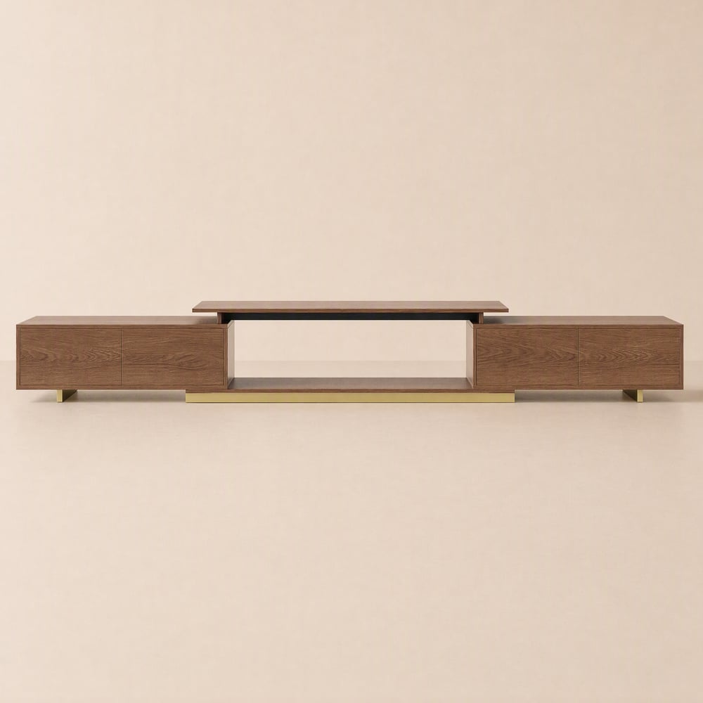 Ausziehbares TV-Lowboard Mordel mit Stauraum in Walnuss, 160 - 240 cm Schaufensterbilder