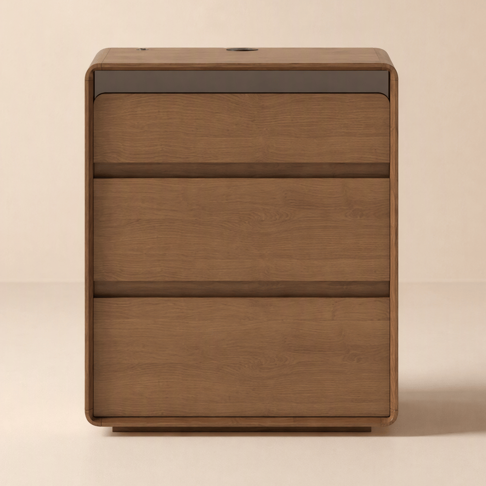 Meloa 24" Wooden 3-Drawer Smart Bedside Table With LED Lighting & Charging Station window image