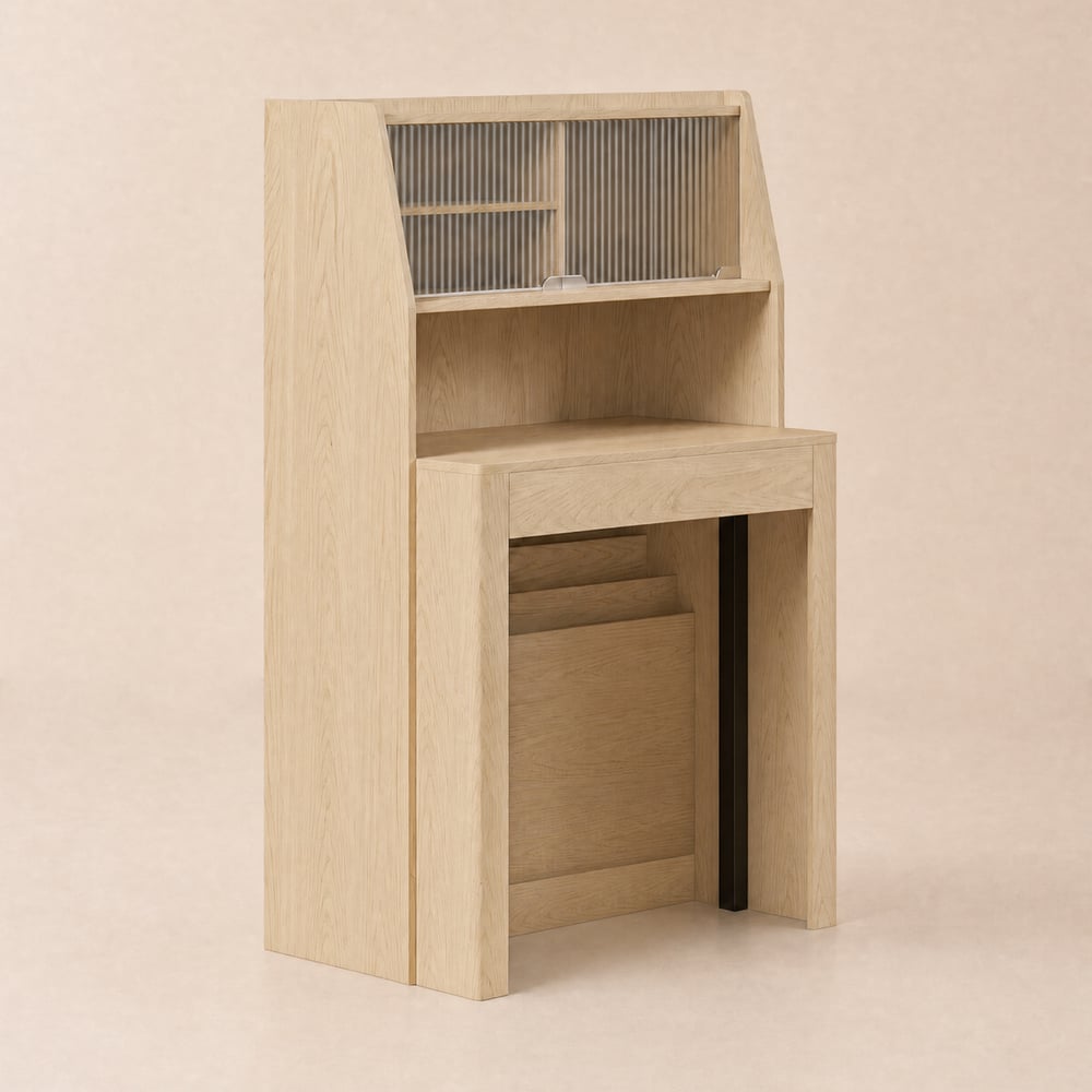 Table à manger extensible rectangulaire avec buffet pour 5 personnes en naturel, 180 cm image de fenêtre