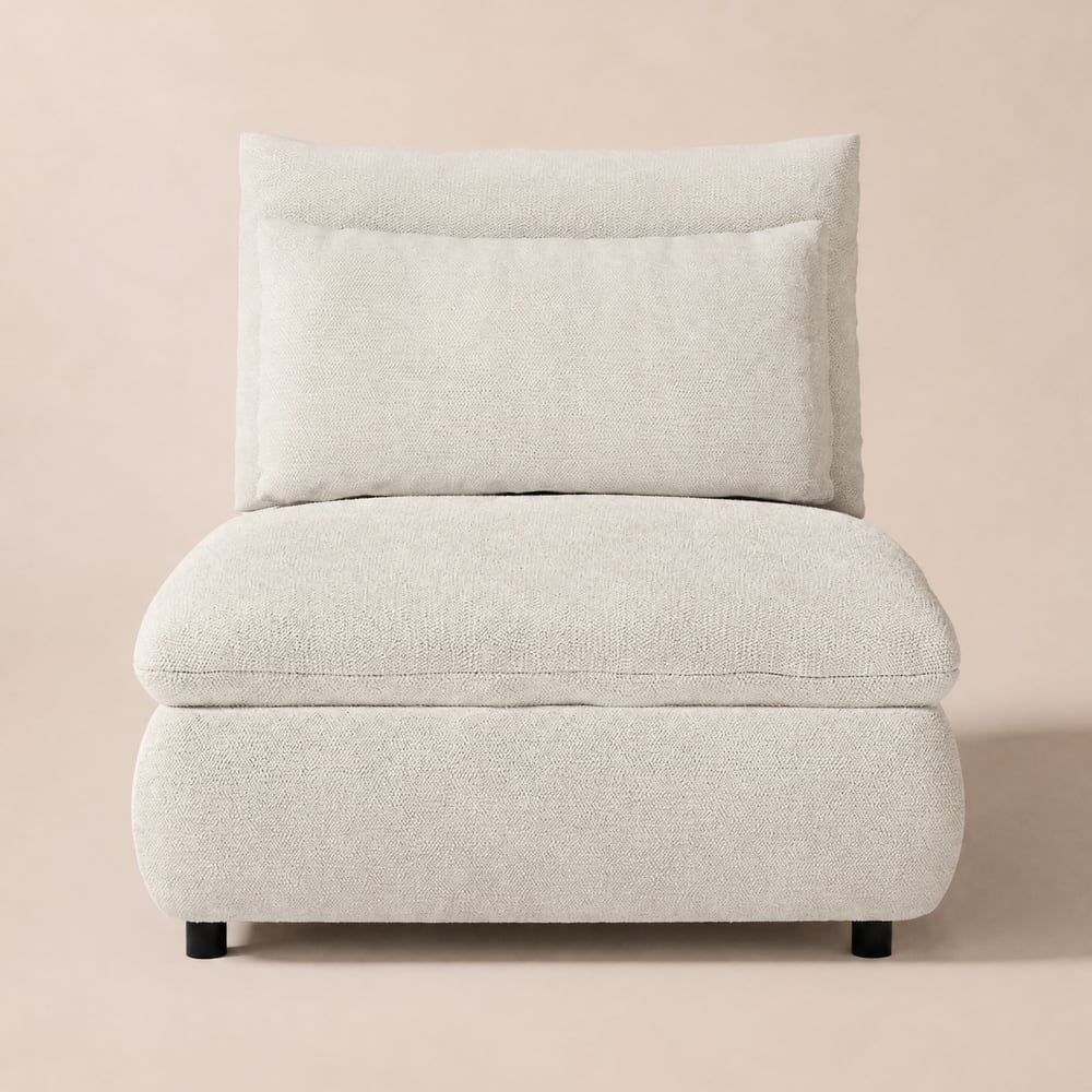 Fauteuil d'appoint chenille sans accoudoirs de 91 cm avec rangement caché et dossier amovible image de fenêtre