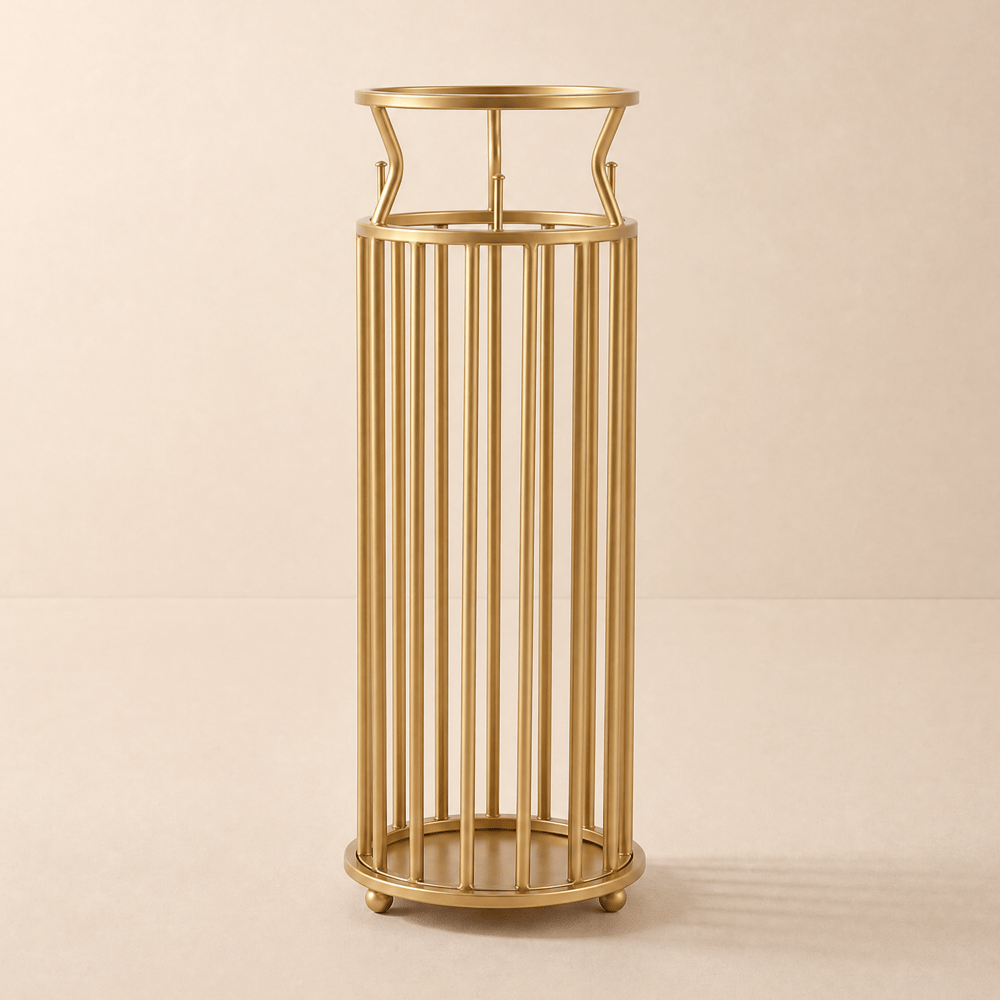Porte-parapluie en métal doré chic de 220 mm de diamètre, style « pilier en marbre » image de fenêtre