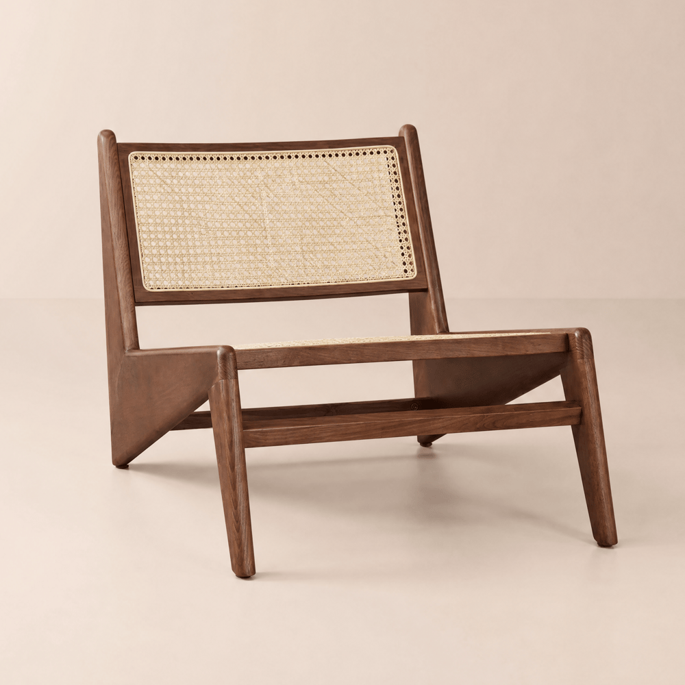 Walnut Rattan Ash Wood Lounge Accent Chair window image