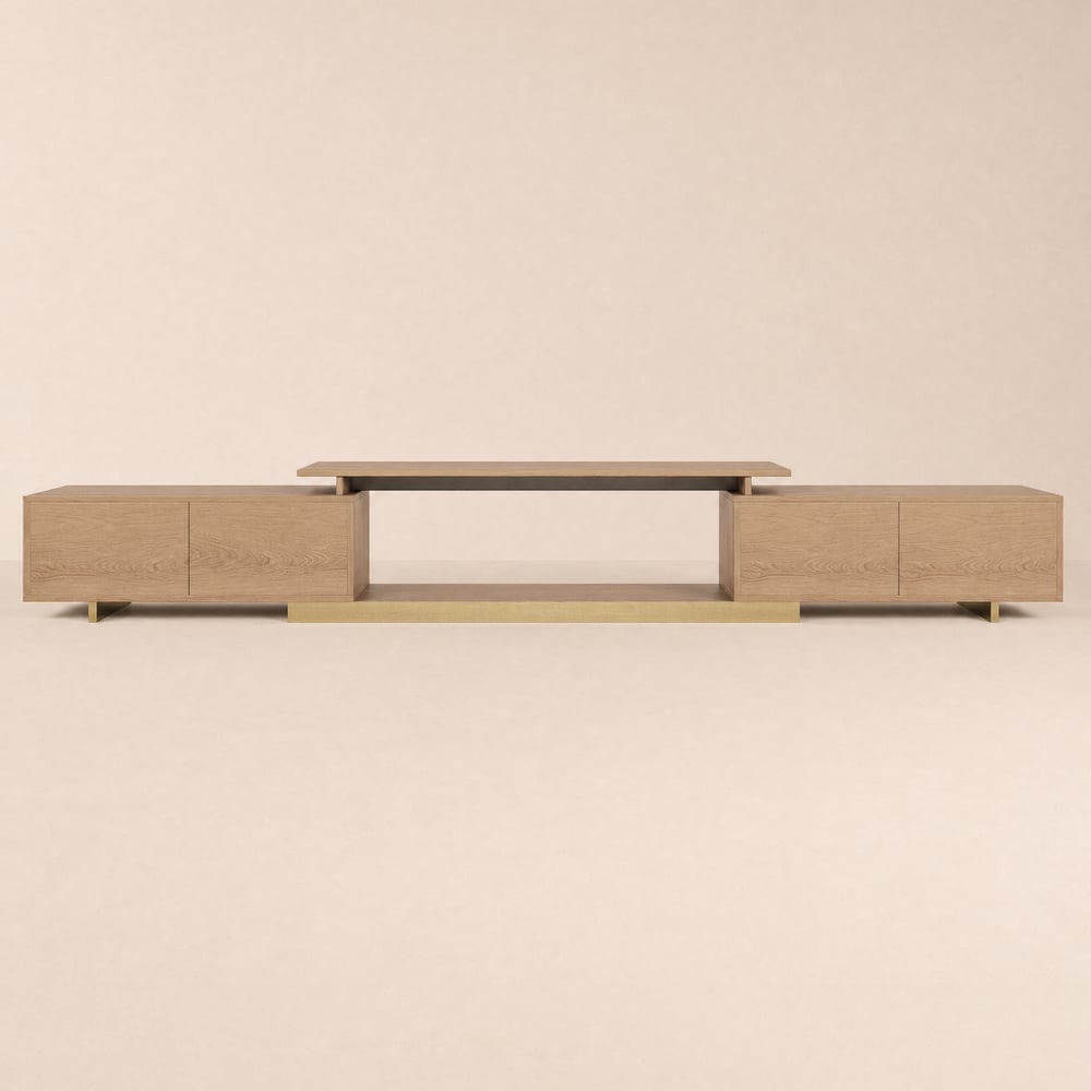 Mordel 160 - 238 cm Extendable Natural TV Stand with Storage window image