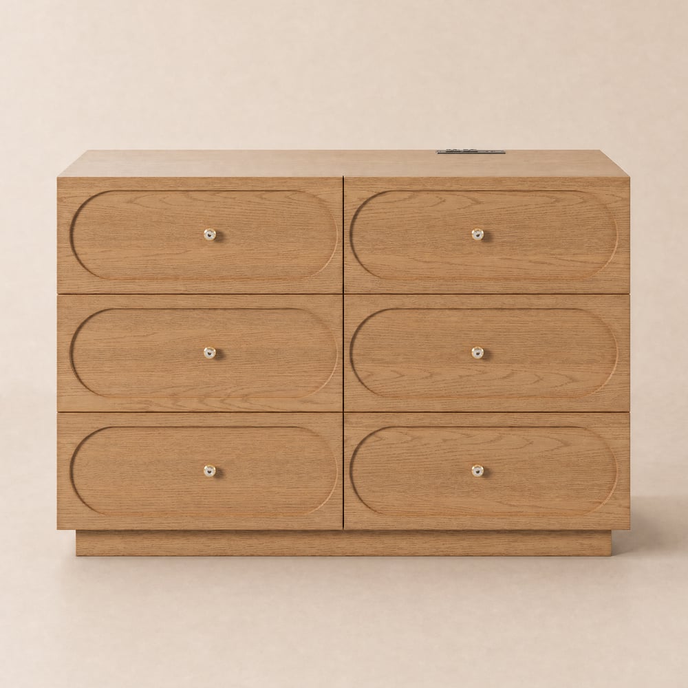 Krila 47" Wood 6-Drawer Natural Dresser with Charging Station window image