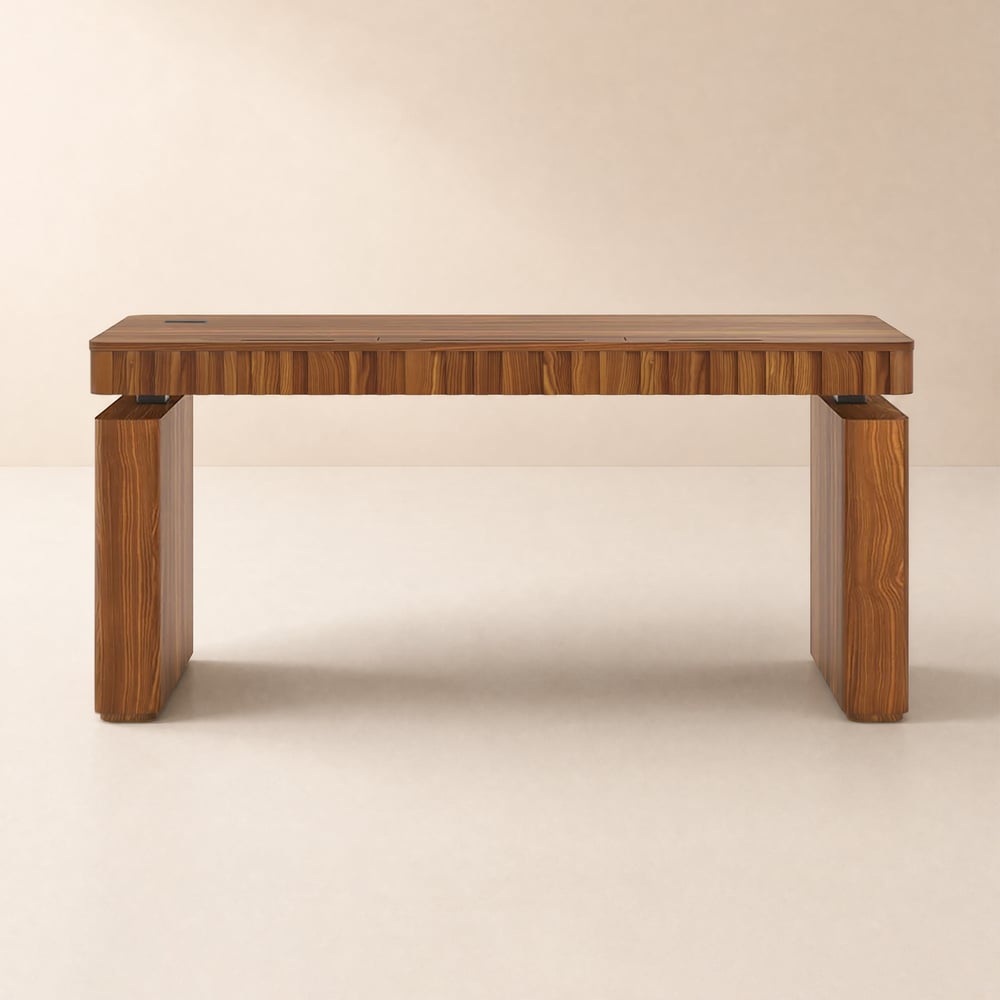 Aura 63" Walnut Fluted Electric Adjustable Standing Desk window image