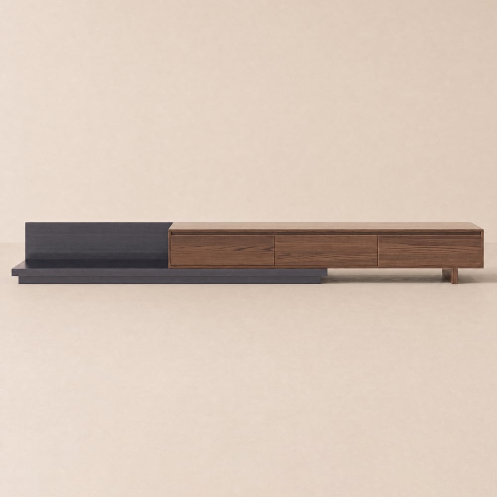 Fero Walnut Extendable TV Stand with 3 Drawers (200 - 360 cm) window image