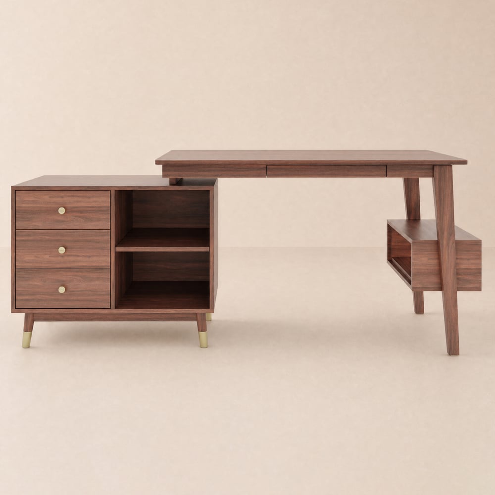 Bureau pivotant moderne en L Ultic avec rangement, 120 cm image de fenêtre