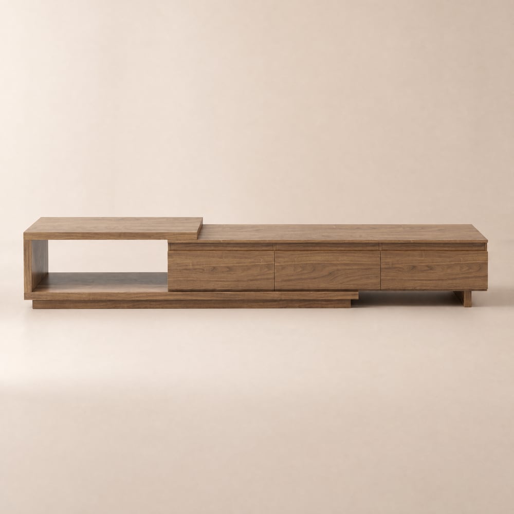 Quoint 71"-100" Extendable TV Stand with 3 Drawers & Light window image
