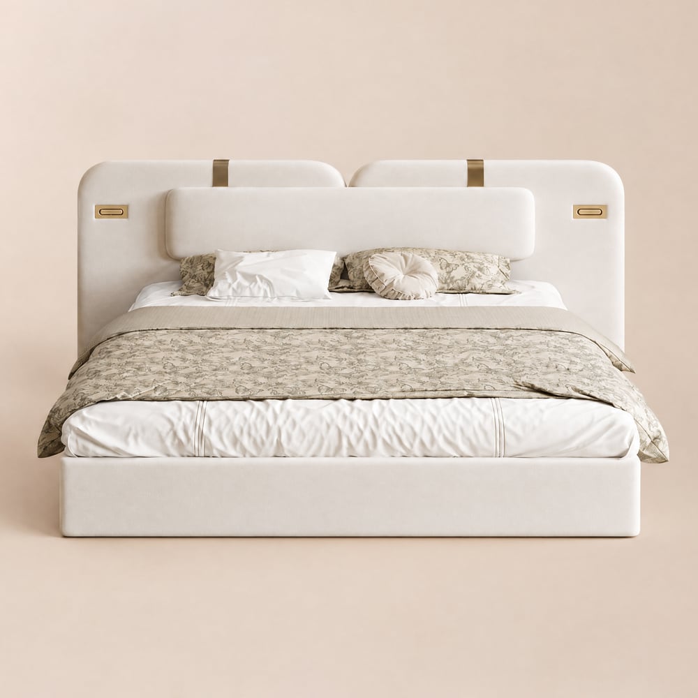 Horva King Faux Leather Platform Bed with Wide Headboard & Integrated LED Lighting window image