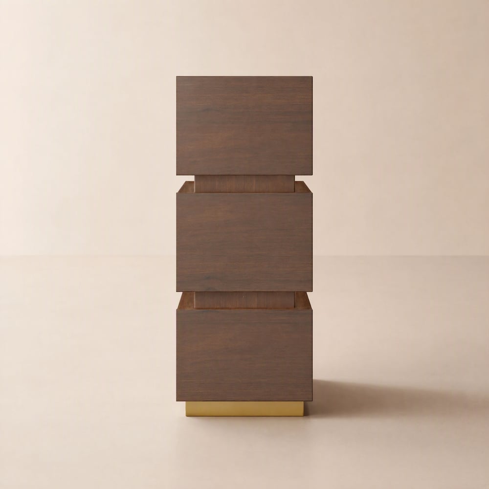 Lumio Walnut 3-Drawer Narrow LED Nightstand with Charging Station window image