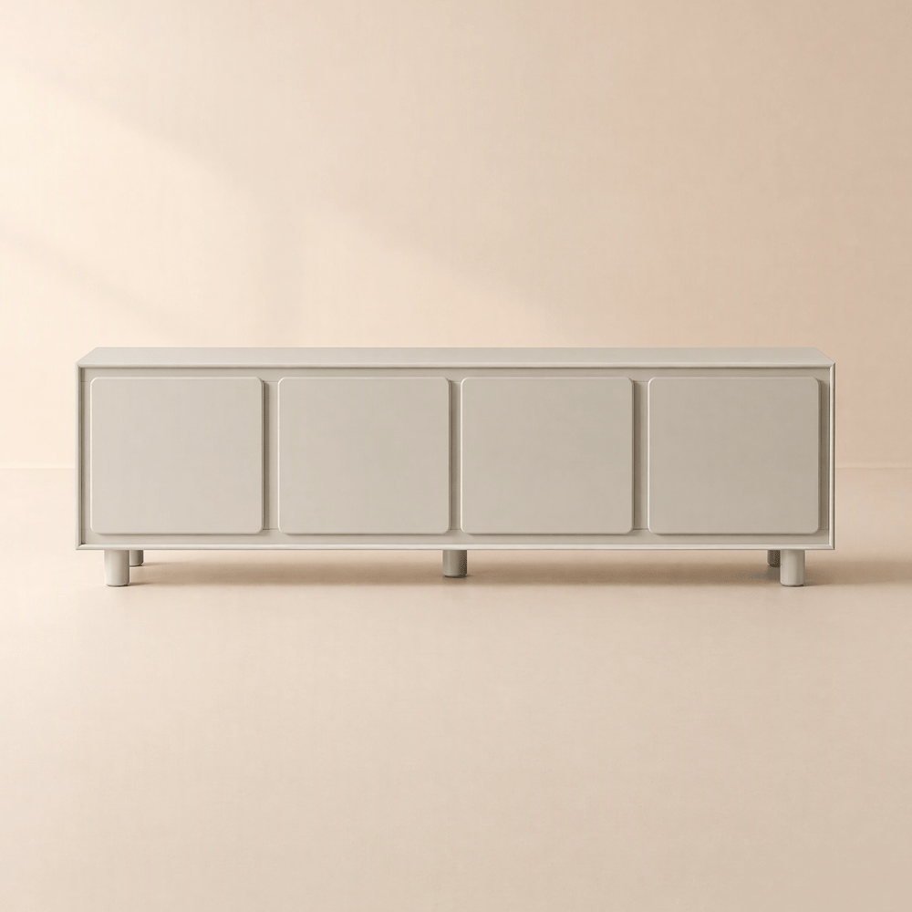 1830mm Modern White Rectangle Tall TV Stand with Storage for 1650 to 1900mm TV window image