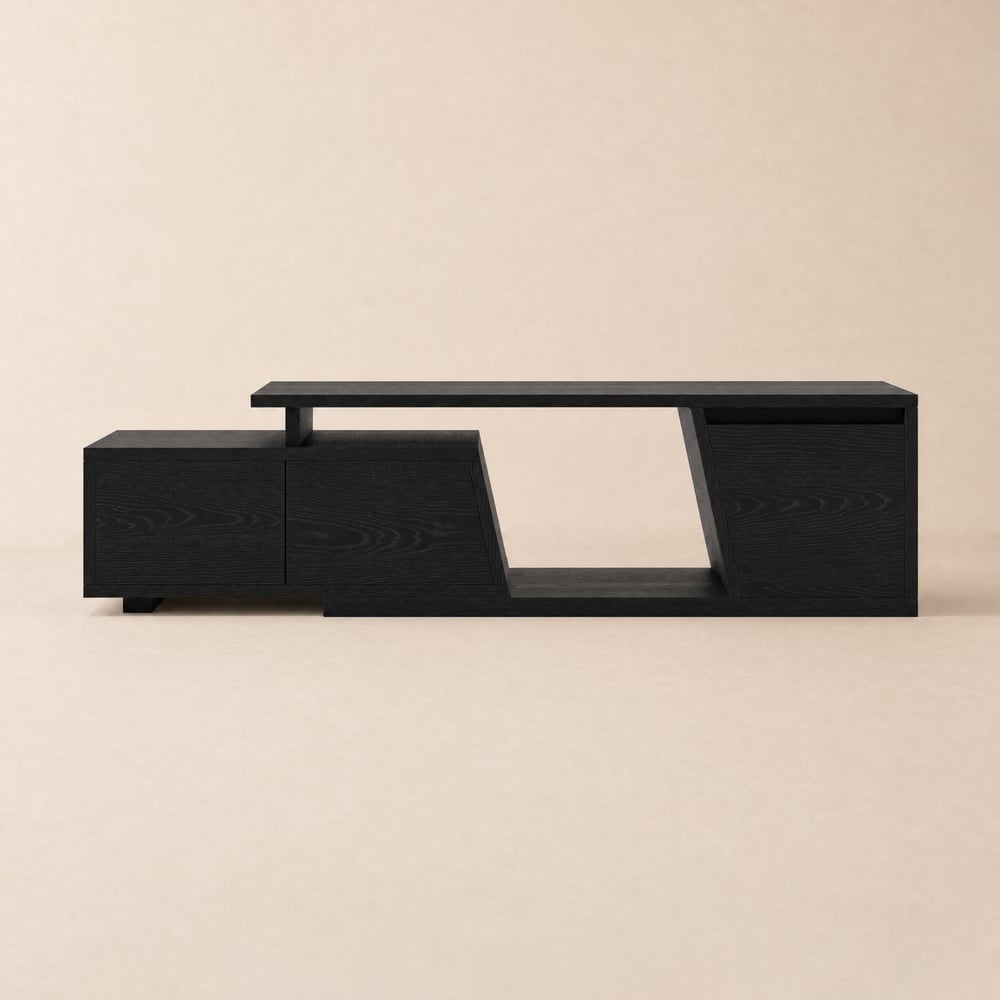 Meuble TV extensible Fero à 3 tiroirs, 120 à 180 cm image de fenêtre