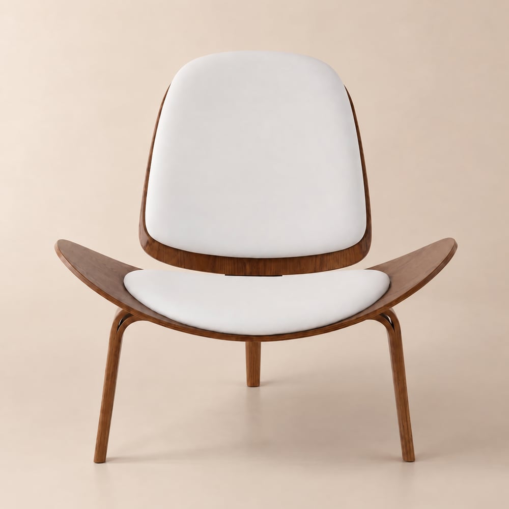 Faux Leather Tripod Slipper Accent Chair with Wooden Legs window image