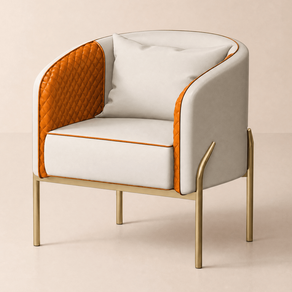Modern Accent Chair Tufted Upholstered PU Leather Accent Chair in Gold window image