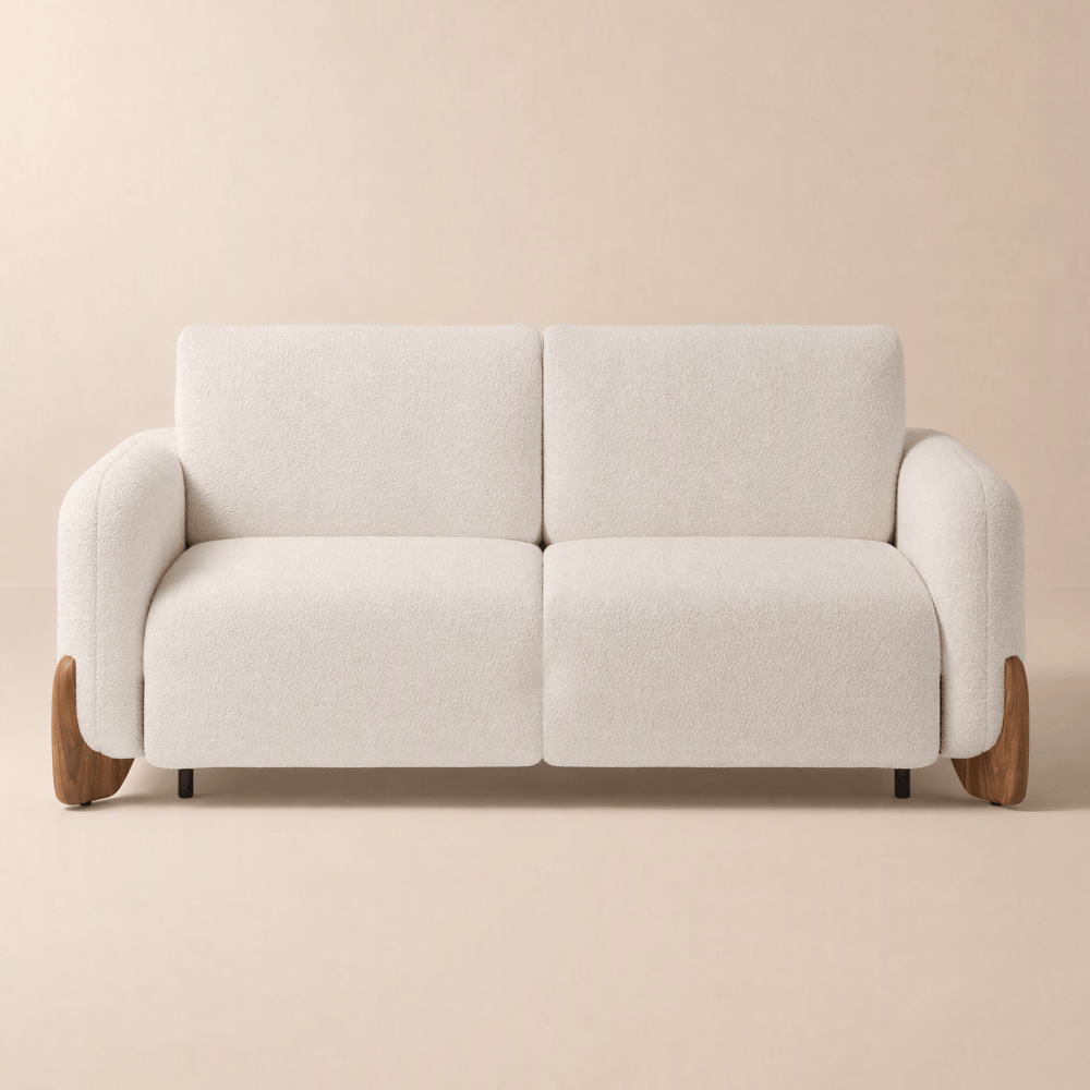 Canapé convertible lit Curva 210 cm 3 places bouclé avec matelas image de fenêtre