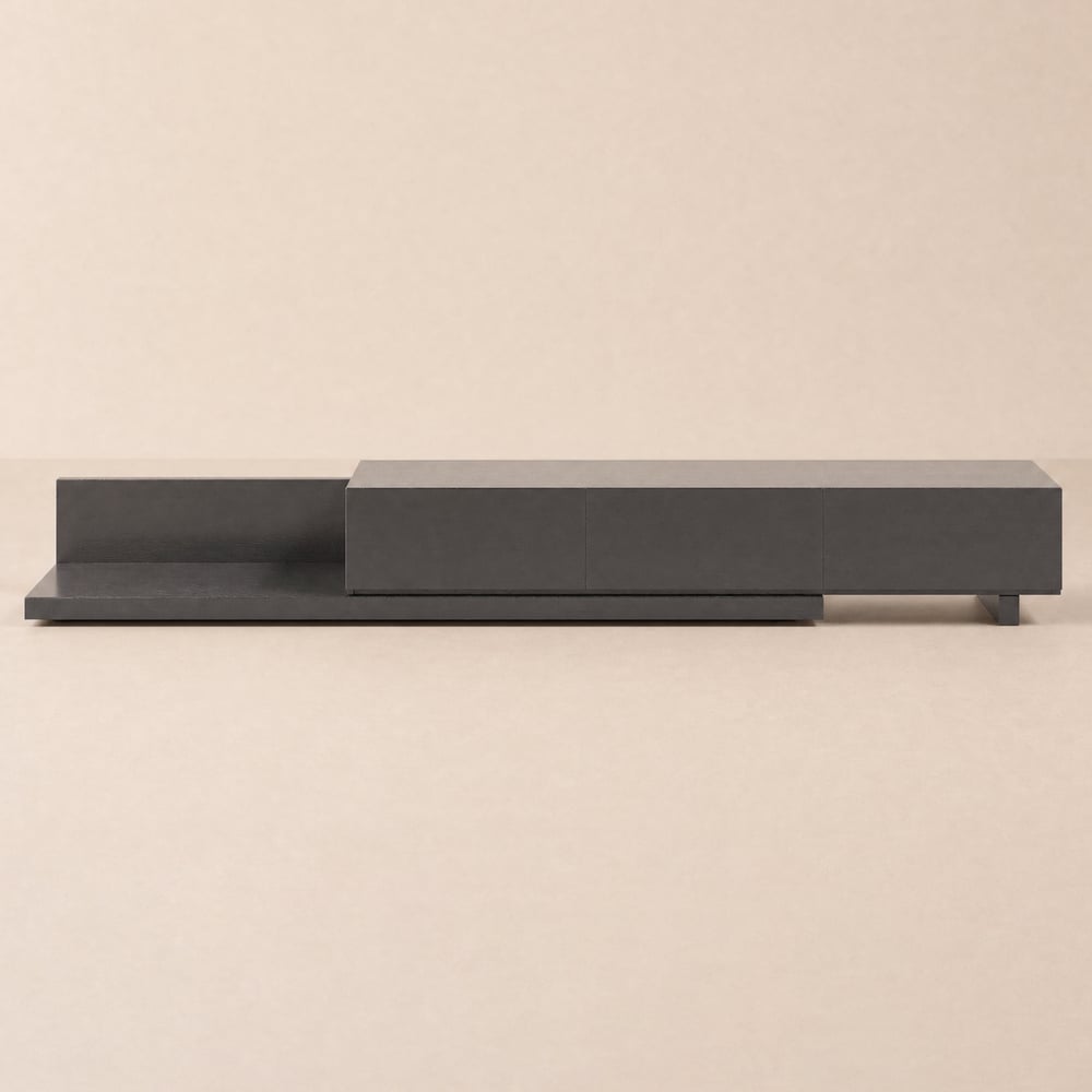 Crator 215 - 280 cm Black Extendable TV Stand with 3 Drawers window image