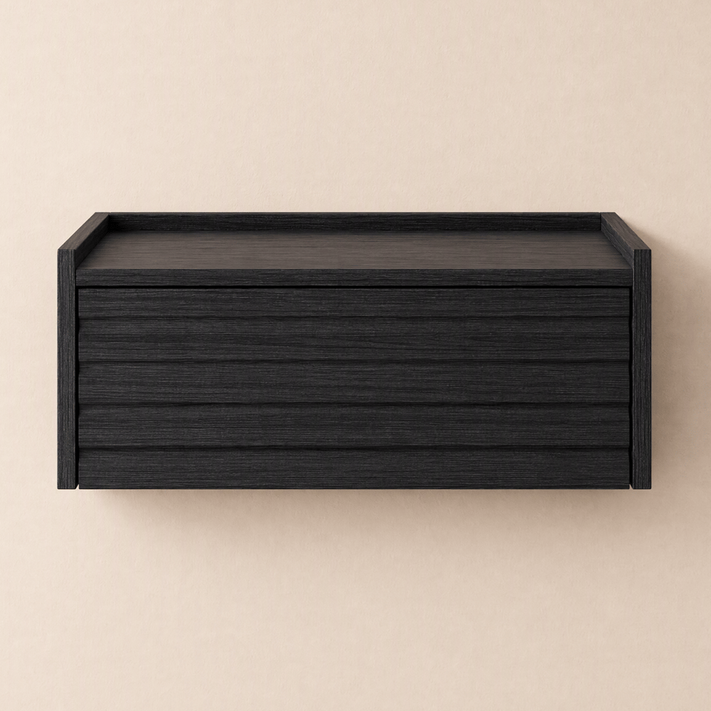 Wooden 1-Drawer Floating Bedside Table with Light & Charging Station window image