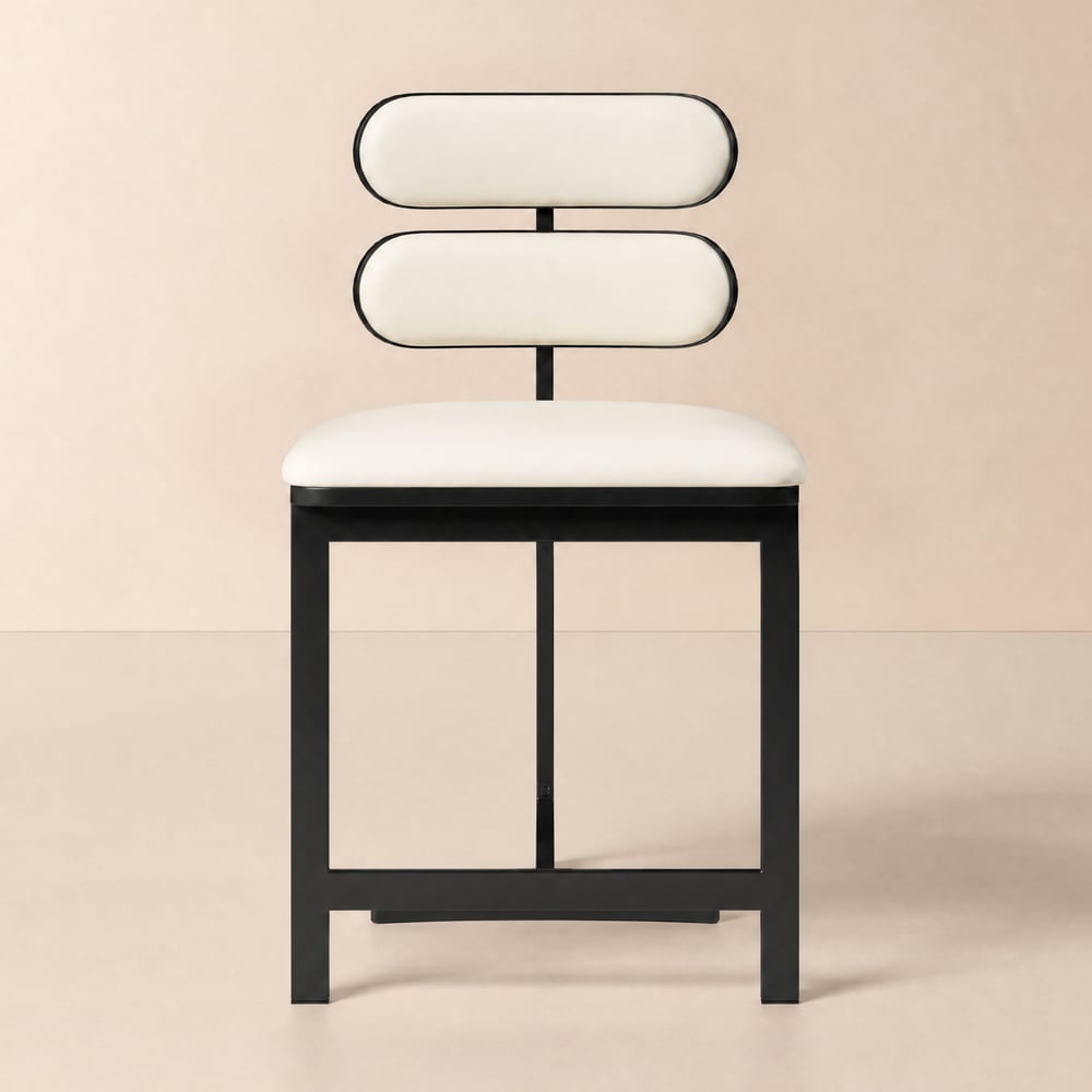 Modern Warm White Faux Leather Upholstered Dining Chair, 2 Pieces window image