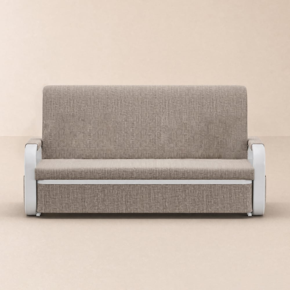 61" Full 2-Seater Cotton & Linen Convertible Sleeper Sofa with Storage window image