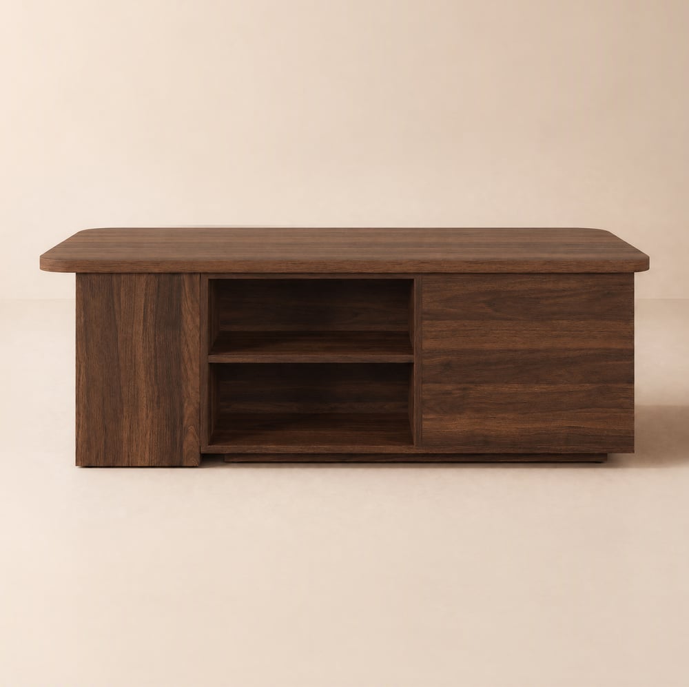 Mesa de café elevable con diseño extensible y almacenamiento Imagen de ventana