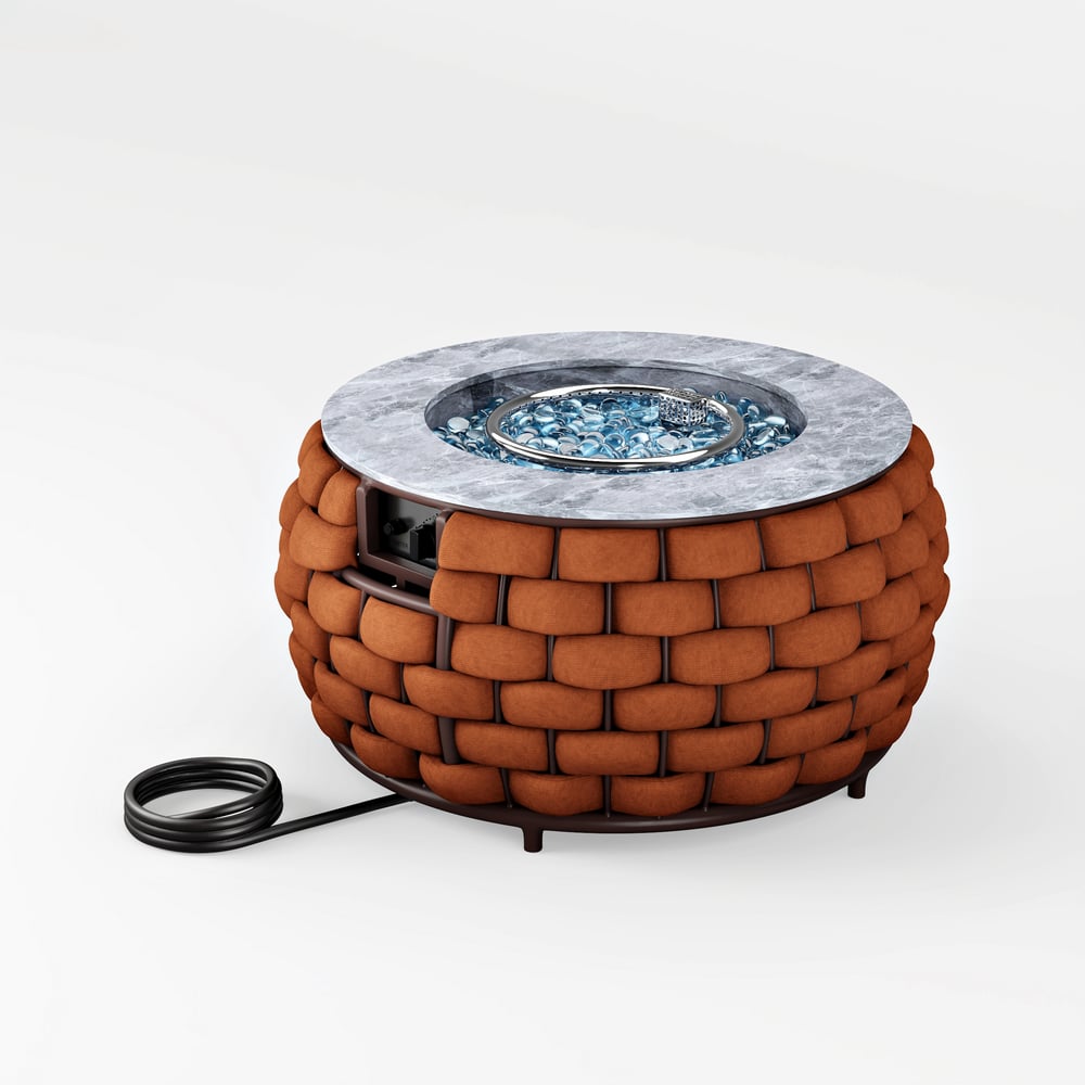 Cocaro Outdoor 27" Propane Smokeless Round Fire Pit Table in Orange window image