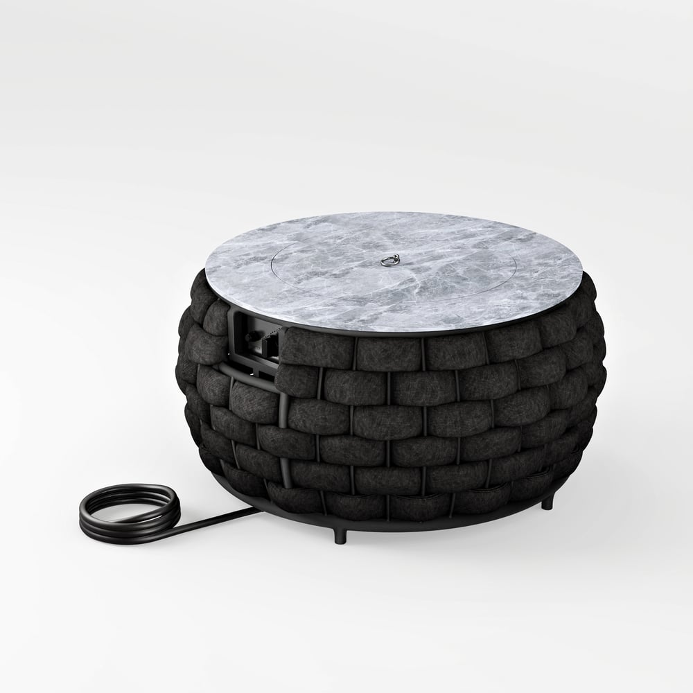Cocaro Outdoor 27" Propane Smokeless Round Fire Pit Table in Dark Gray window image