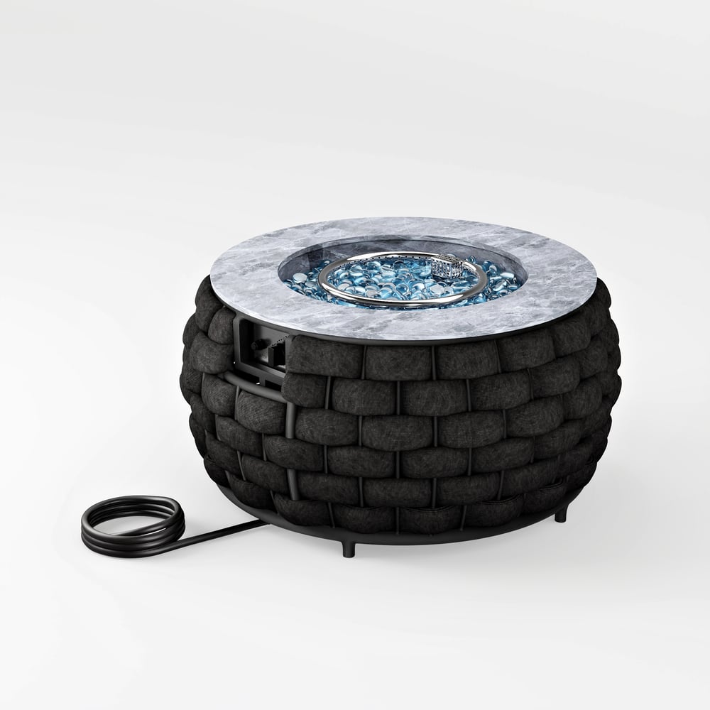 Cocaro Outdoor 27" Propane Smokeless Round Fire Pit Table in Dark Gray window image