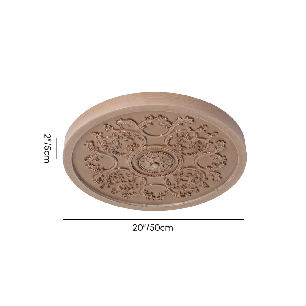 French Elegant Natural Resin 3D Carved LED 3 Modes Dimmable Flush Ceiling light weights dimensions image