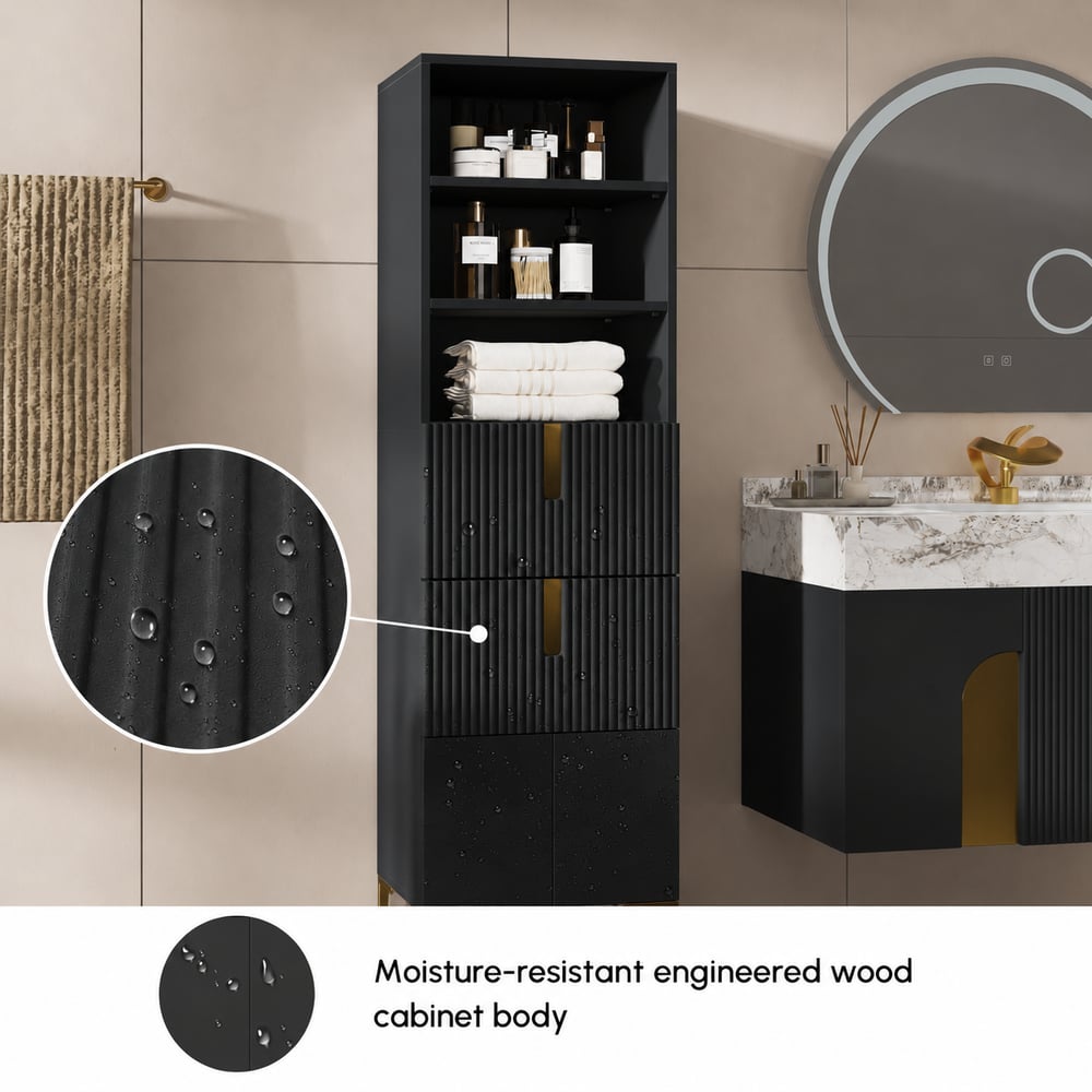 Artis 150cm Bathroom Storage Cabinet – Freestanding Linen Tower with 2 Drawers & 2 Doors window image