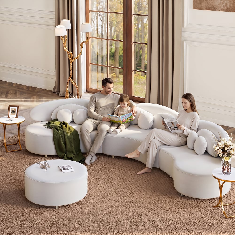Customer Reviews for 146" 4-Piece Curved Velvet Sectional Sofa with Ottoman & Pillows