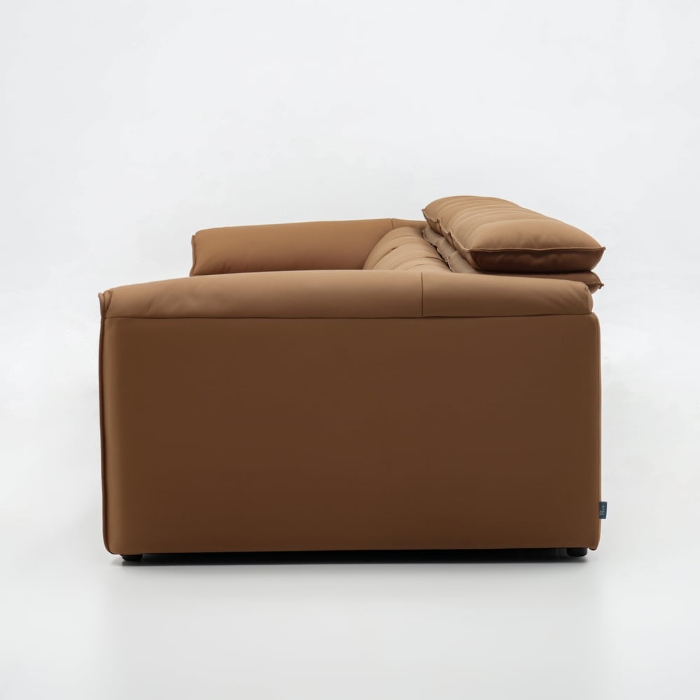 320cm 3-Seater Genuine Leather Power Convertible Sleeper Sofa with Adjustable Headrest window image