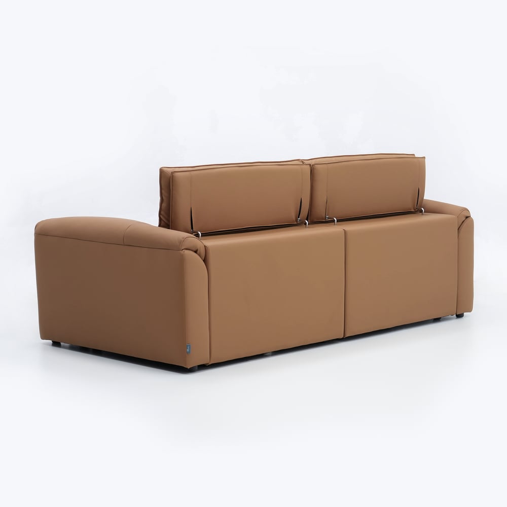 222cm 2-Seater Genuine Leather Power Convertible Sleeper Sofa with Adjustable Headrests window image