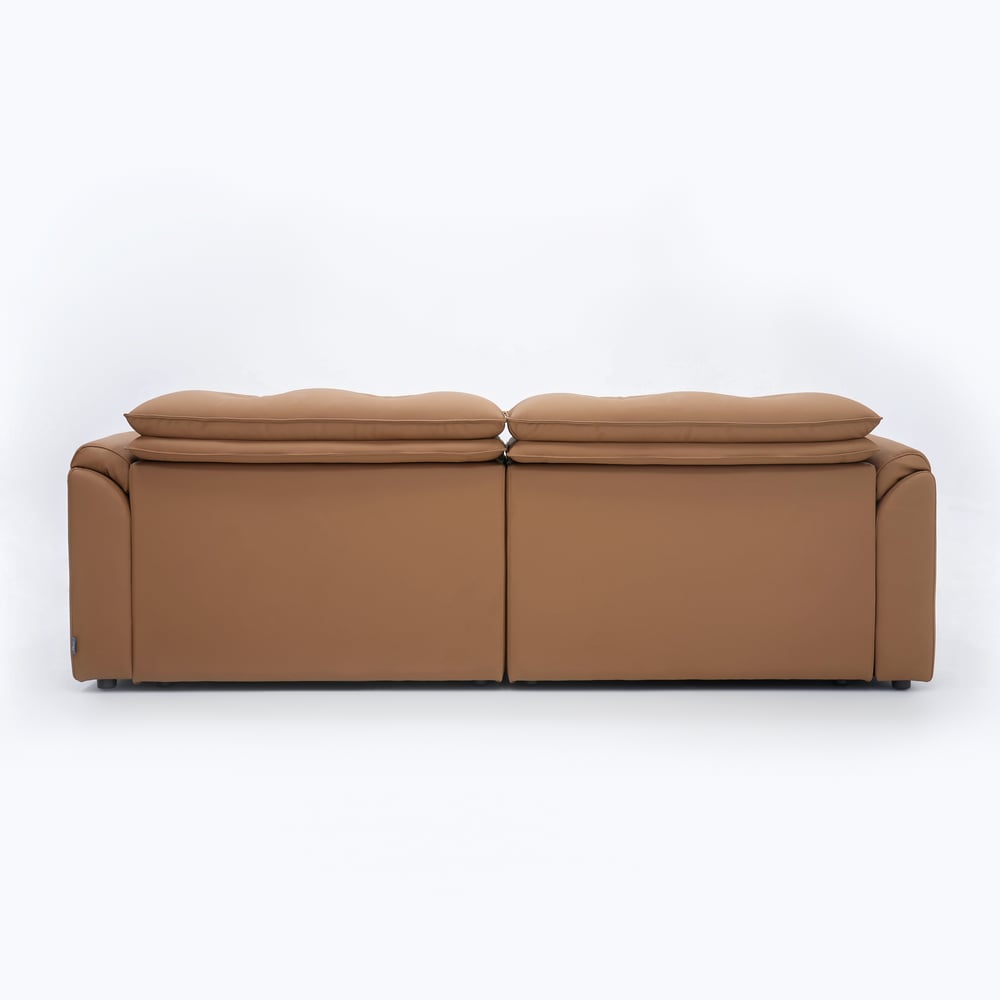 222cm 2-Seater Genuine Leather Power Convertible Sleeper Sofa with Adjustable Headrests window image