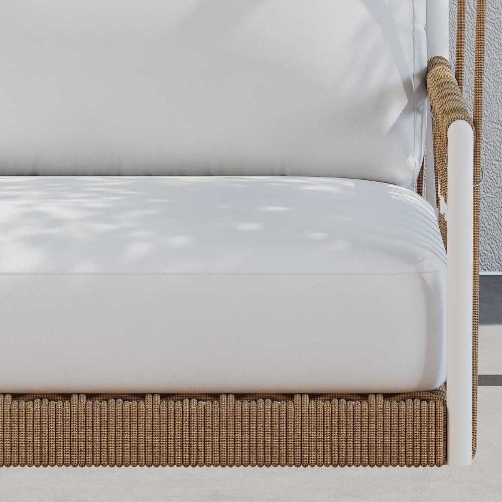Ropipe Outdoor Aluminium & Rope Weave 1-Seater Swing Sofa in White window image
