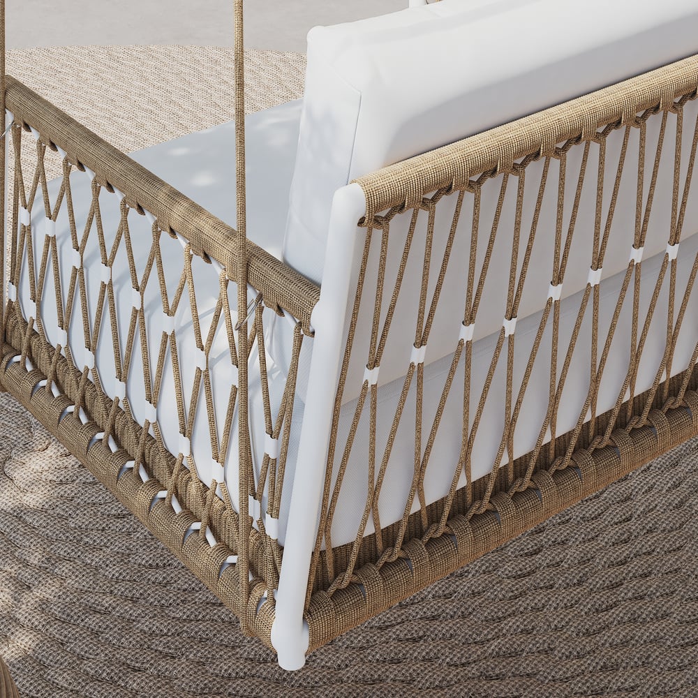 Ropipe Outdoor Aluminium & Rope Weave 1-Seater Swing Sofa in White window image