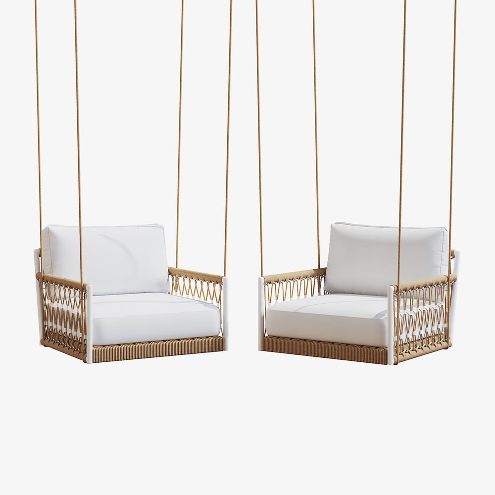 Ropipe Outdoor Aluminium & Rope Weave 1-Seater Swing Sofa in White window image