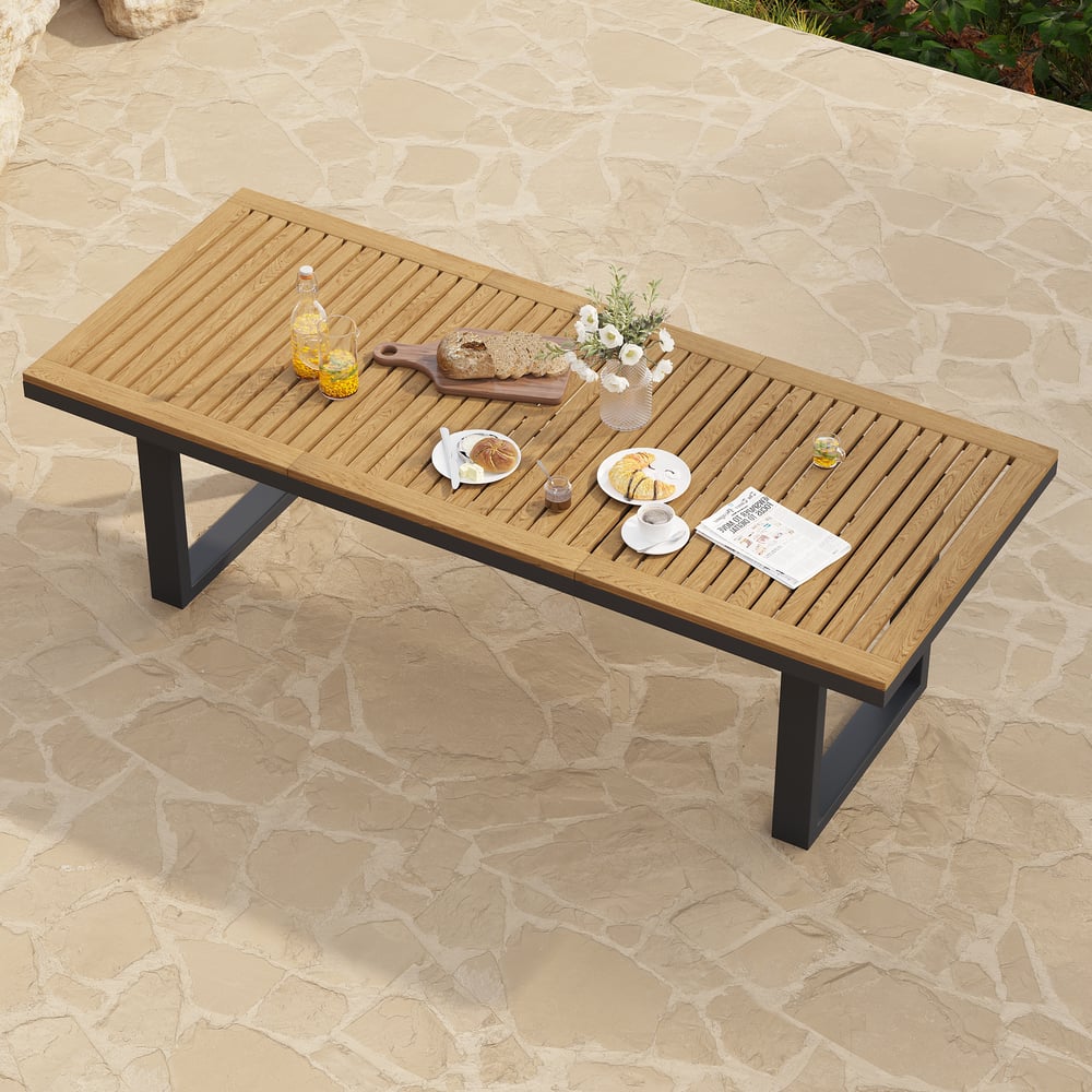 Tevara 7 Pieces Rectangle Wood & Aluminum Outdoor Patio Dining Set for 6 Person window image