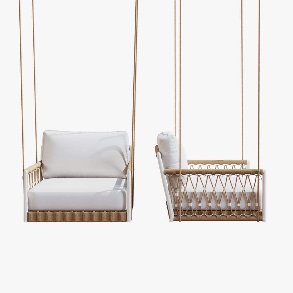 Ropipe Outdoor Aluminium & Rope Weave 1-Seater Swing Sofa in White window image