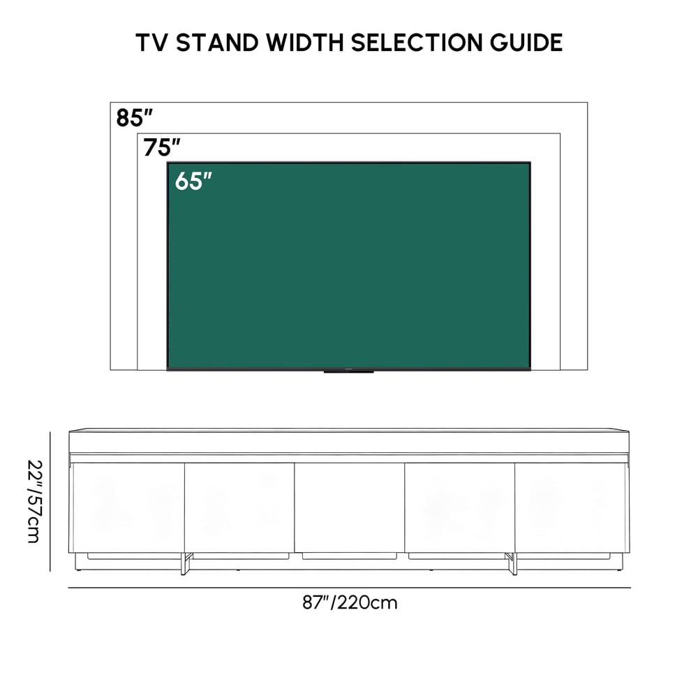 86" White Sintered Stone Top TV Stand with 4 Drawers weights dimensions image