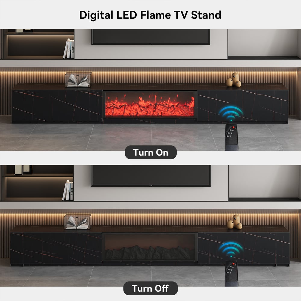 Customer Reviews for 87" Sintered Stone LED Flame TV Stand with 2 Drawers