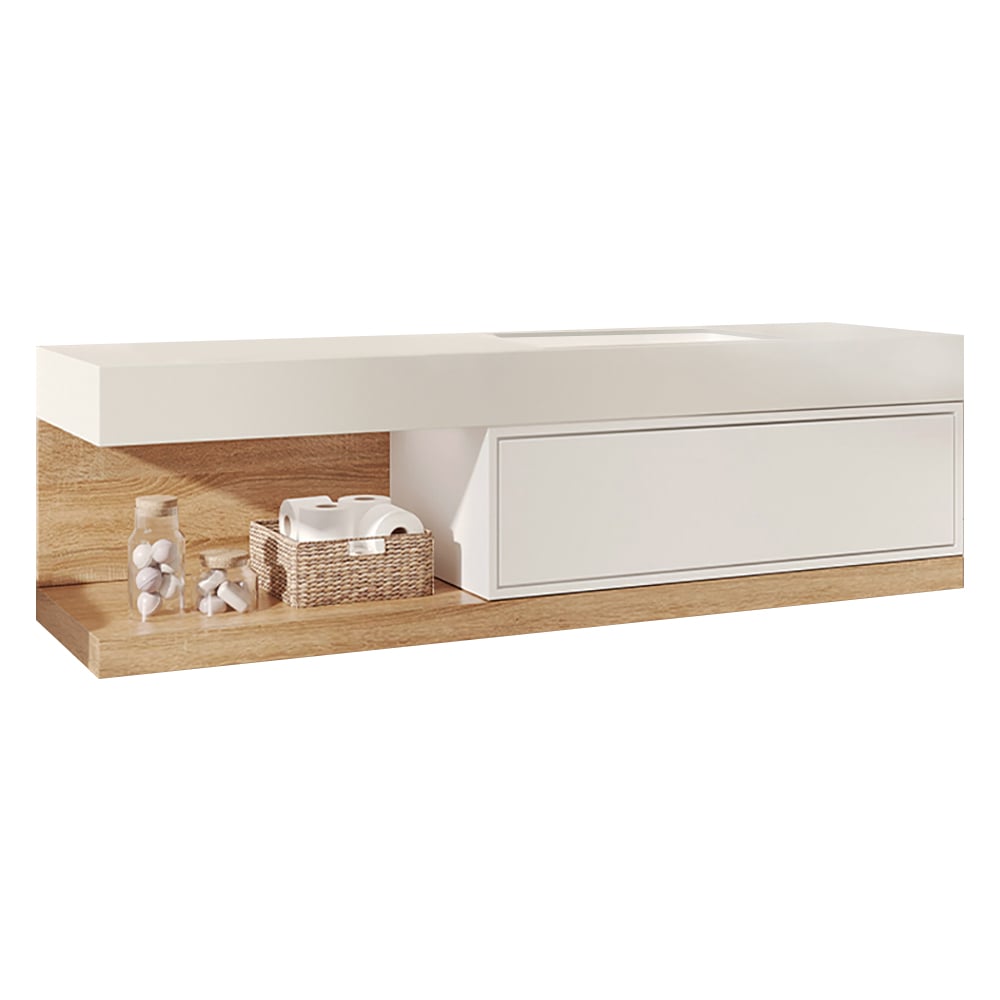 150cm Floating Bathroom Vanity & LED Medicine Cabinet Set window image